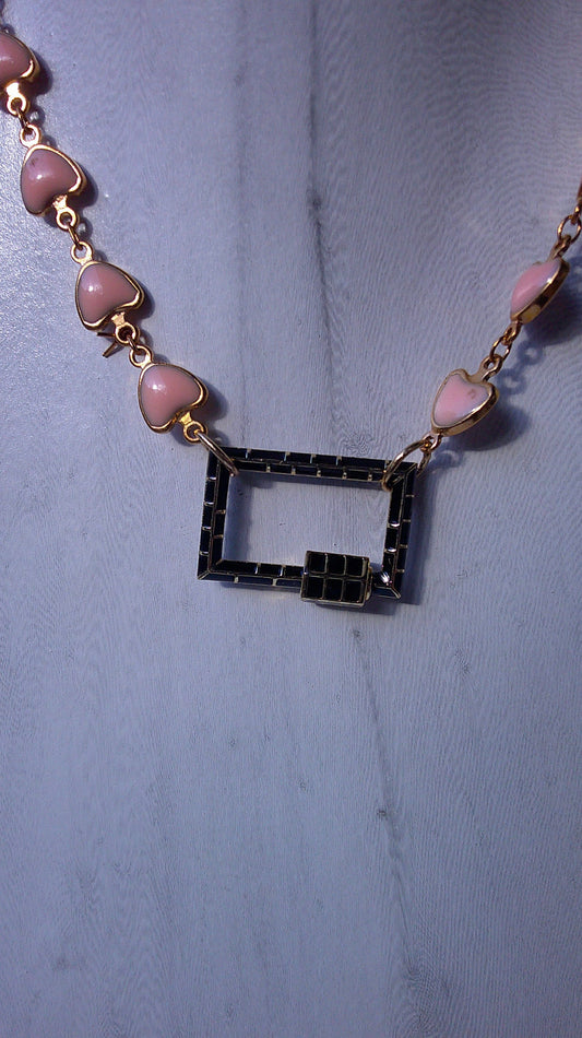 LOVELOCK necklace set. Gold & silver, pink accent